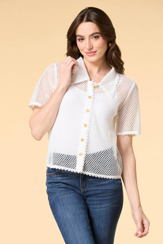 Versona clear waters crochet shirt WHITE