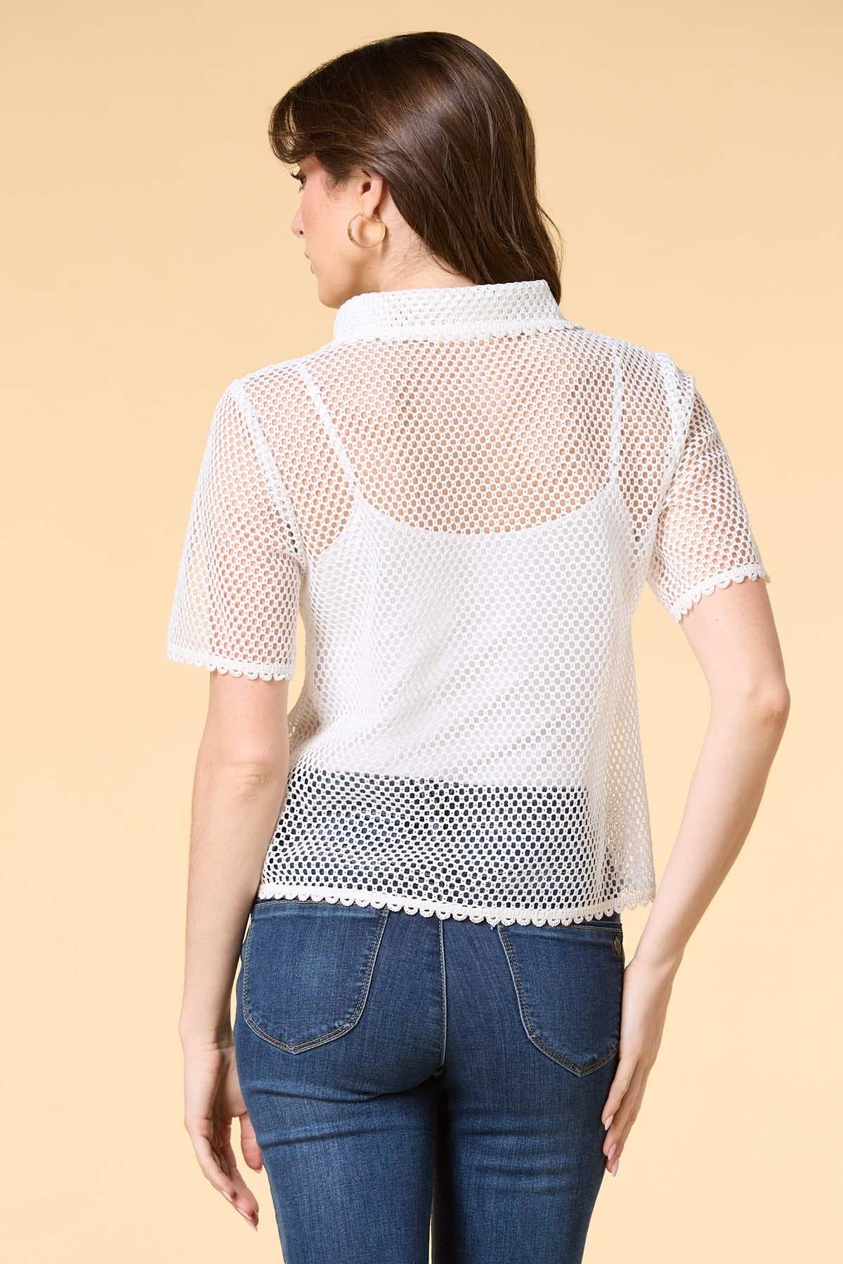 Versona clear waters crochet shirt WHITE