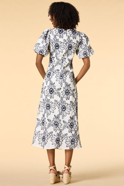 Versona cool blooms midi dress BLACK_WHITE_PATTERN