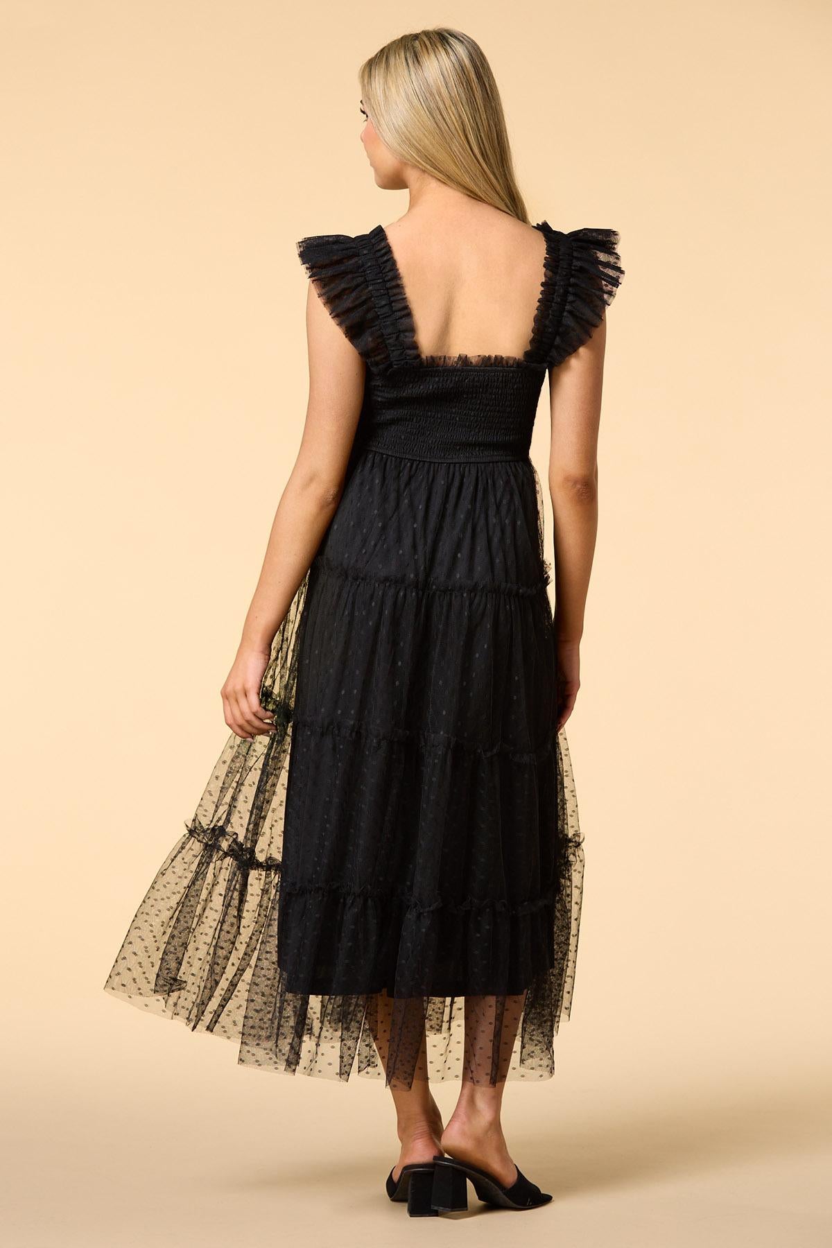 Versona clip show mesh maxi dress BLACK