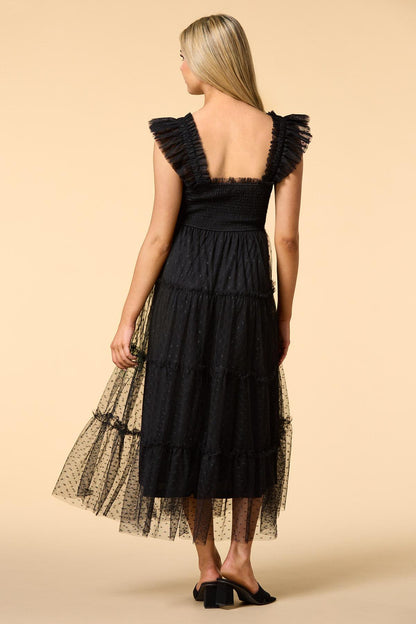 Versona clip show mesh maxi dress BLACK