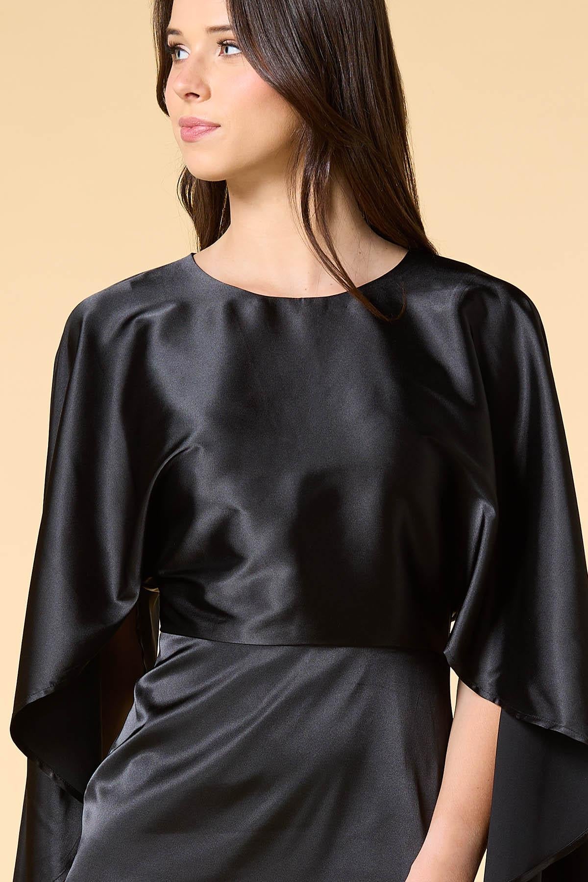 Versona take cover satin dress IDEAL_BLACK