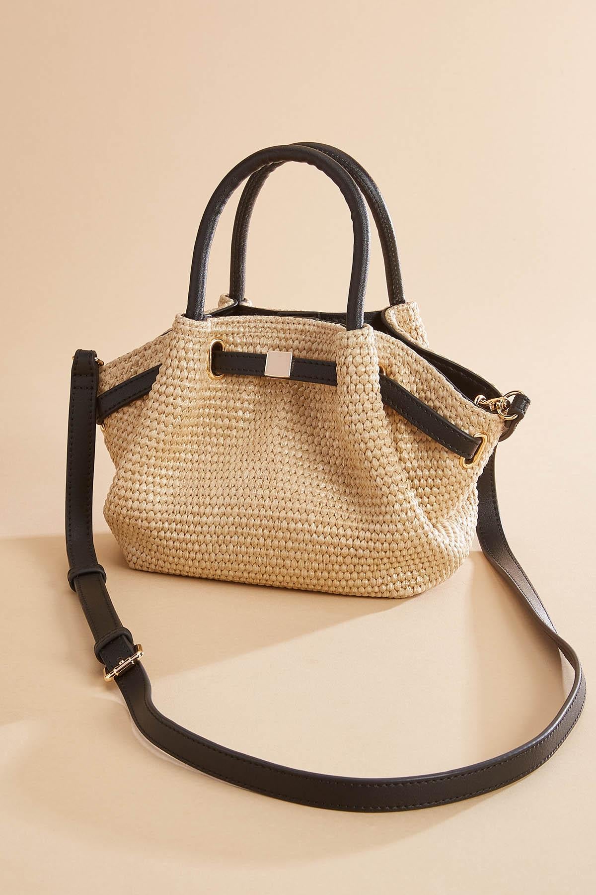 Versona straw cinch top satchel NATURAL