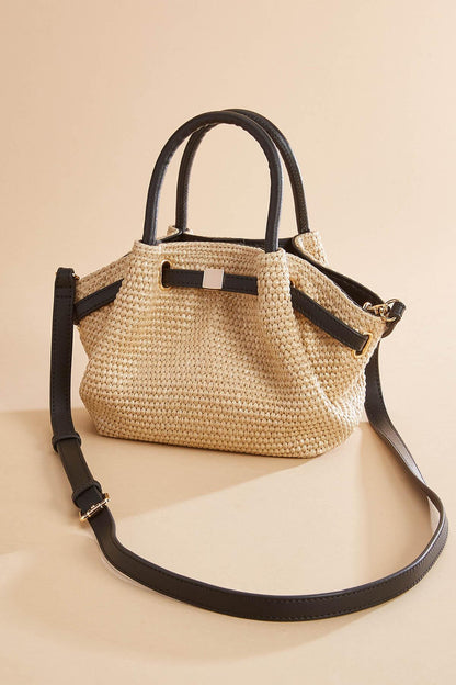 Versona straw cinch top satchel NATURAL