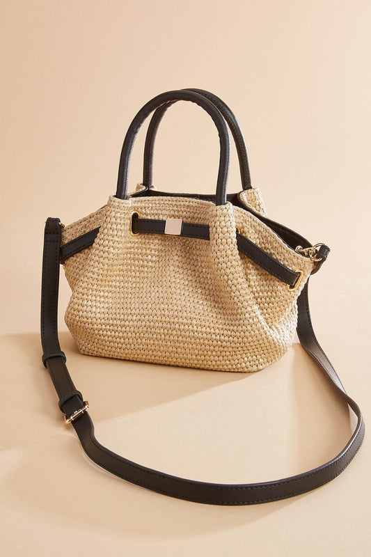 Versona straw cinch top satchel NATURAL