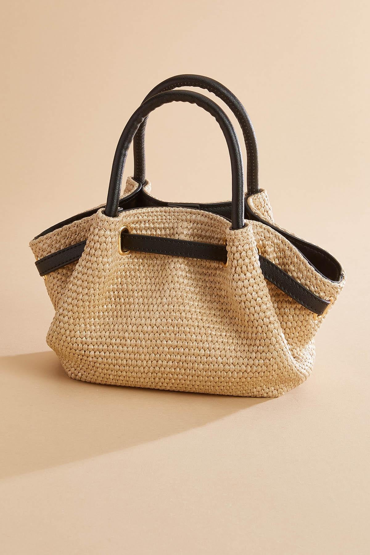Versona straw cinch top satchel NATURAL