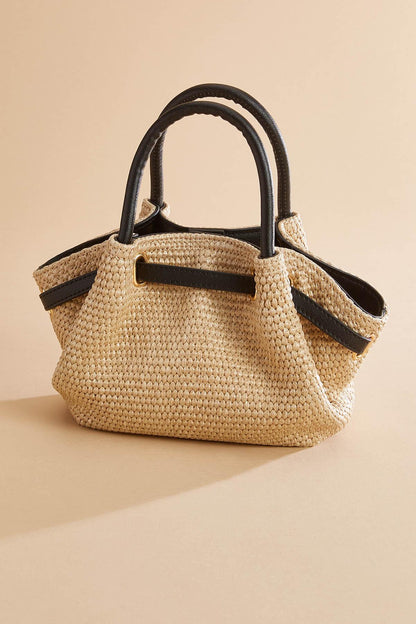 Versona straw cinch top satchel NATURAL