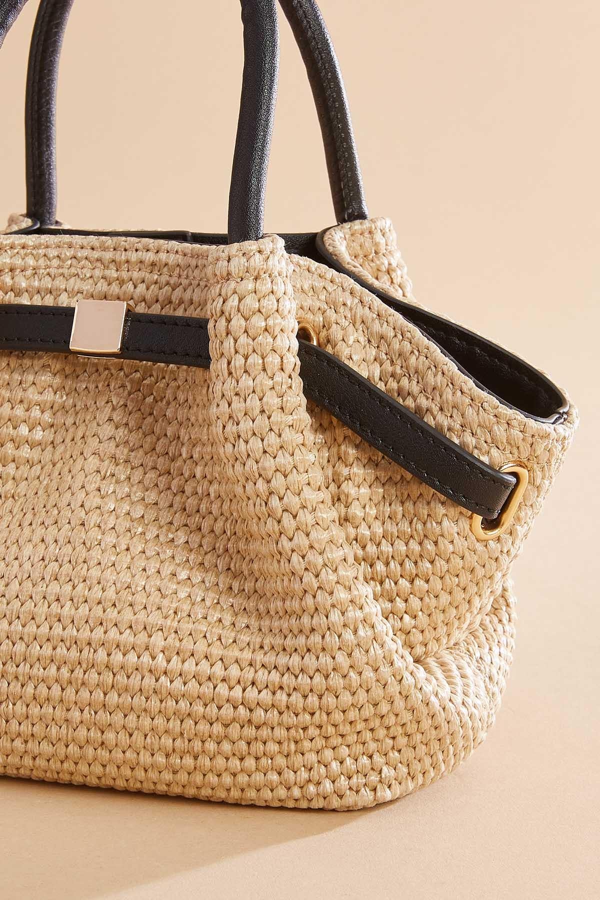 Versona straw cinch top satchel NATURAL