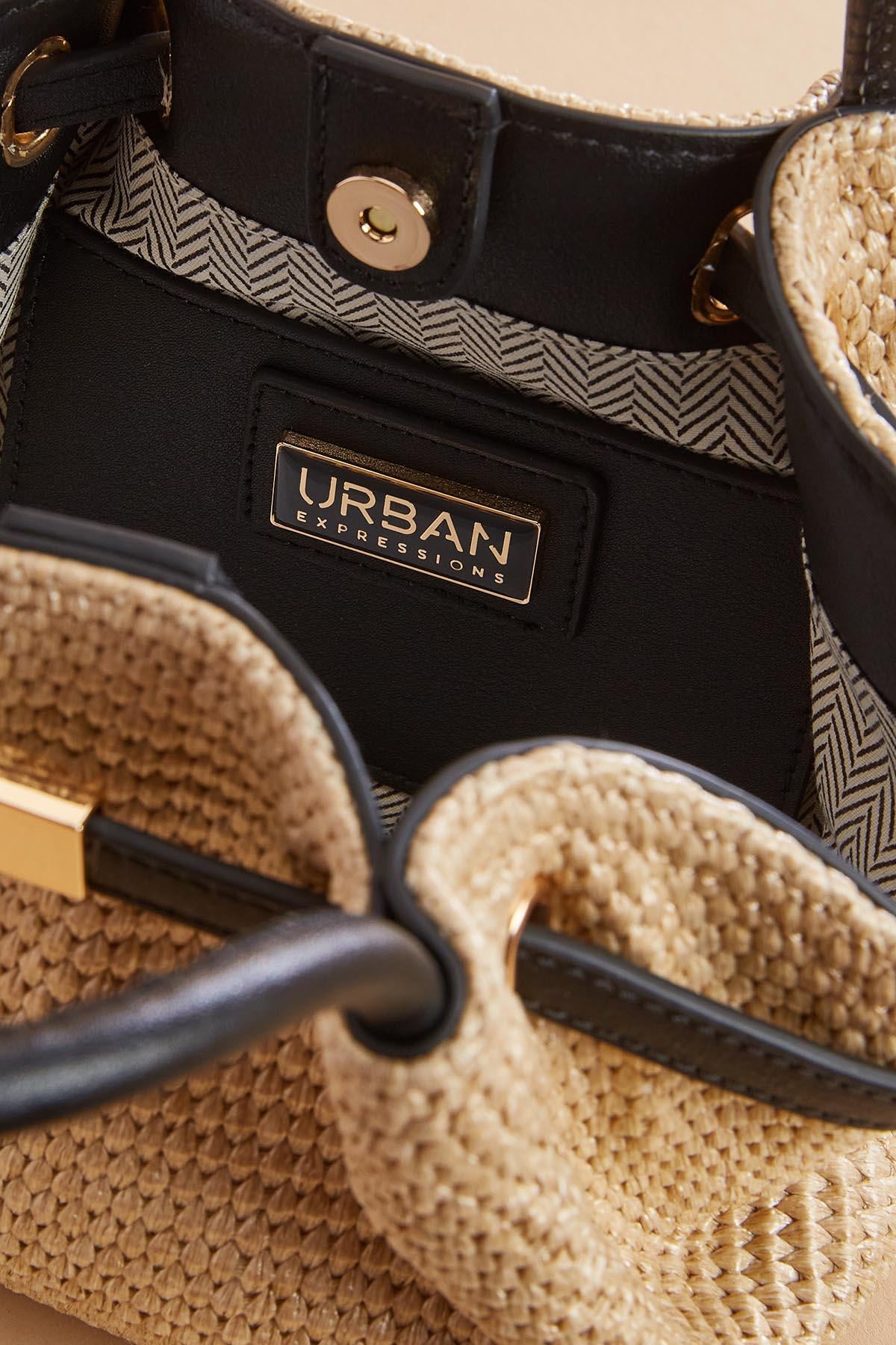 Versona straw cinch top satchel NATURAL