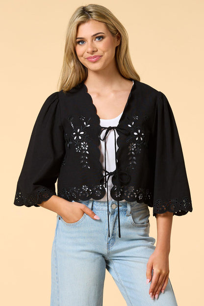 Versona desert rose embroidered bolero BLACK