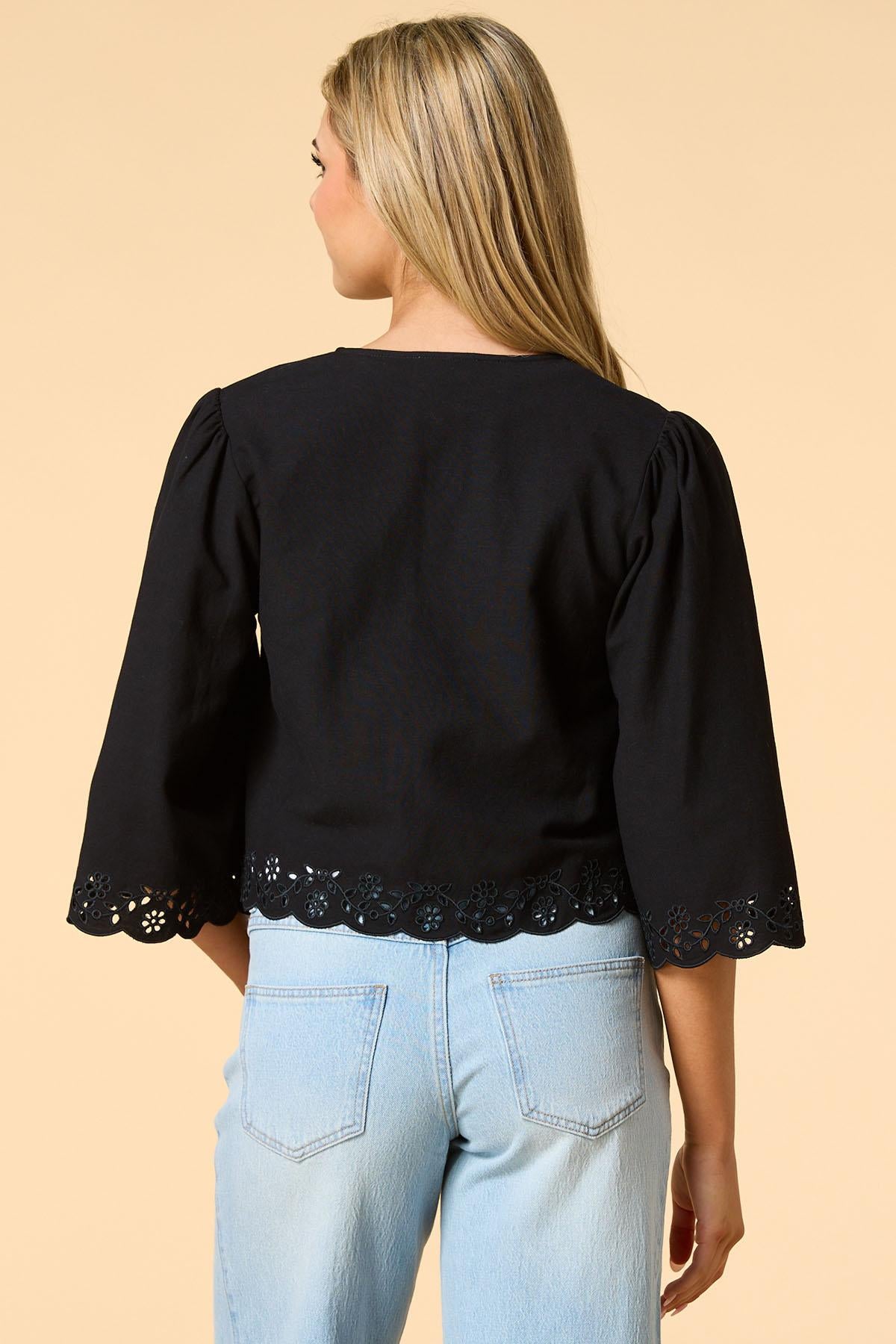 Versona desert rose embroidered bolero BLACK