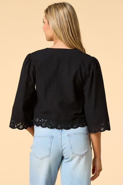 Versona desert rose embroidered bolero BLACK
