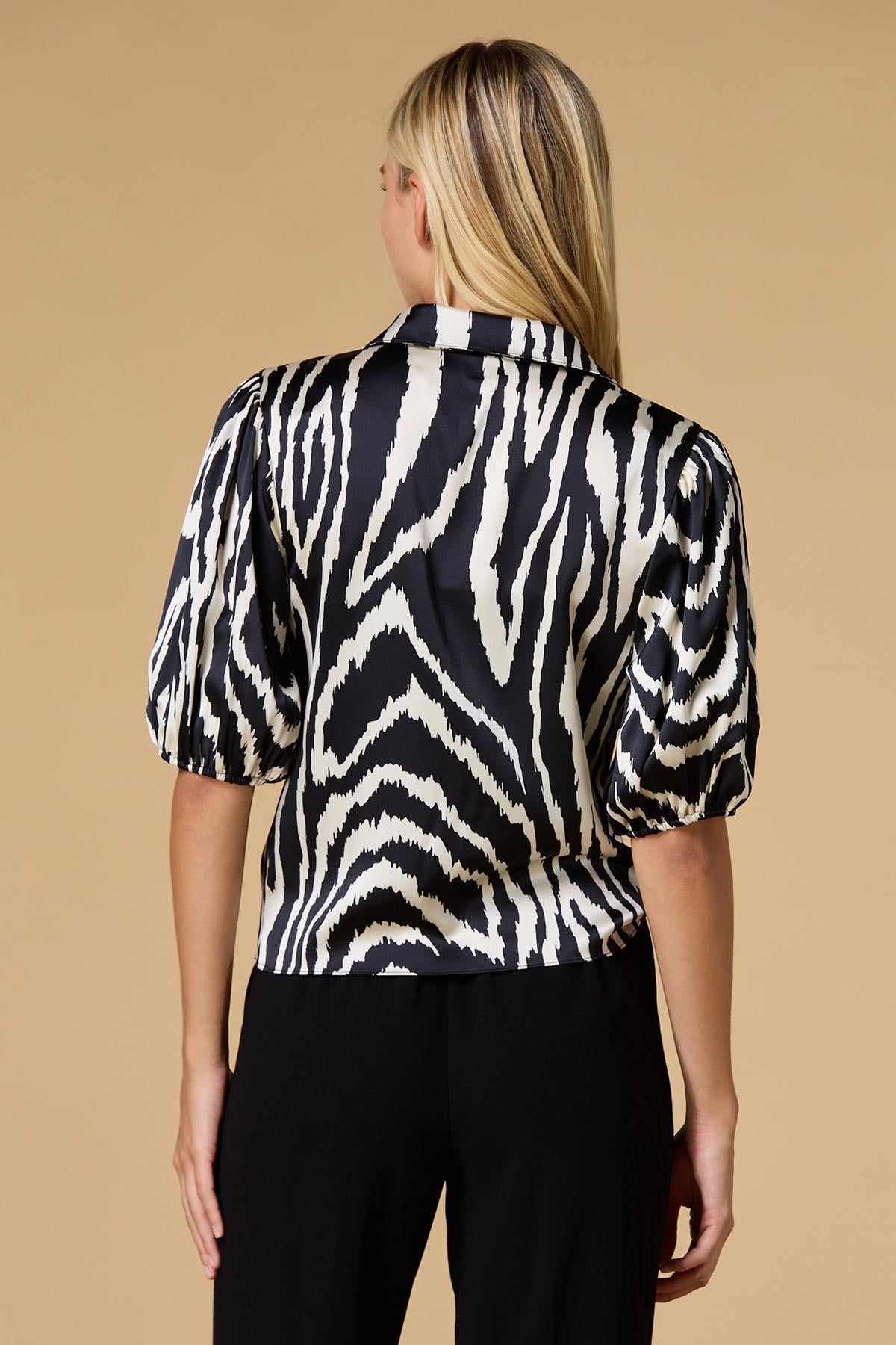 Versona earning my stripes satin shirt BLACK_WHITE_PATTERN