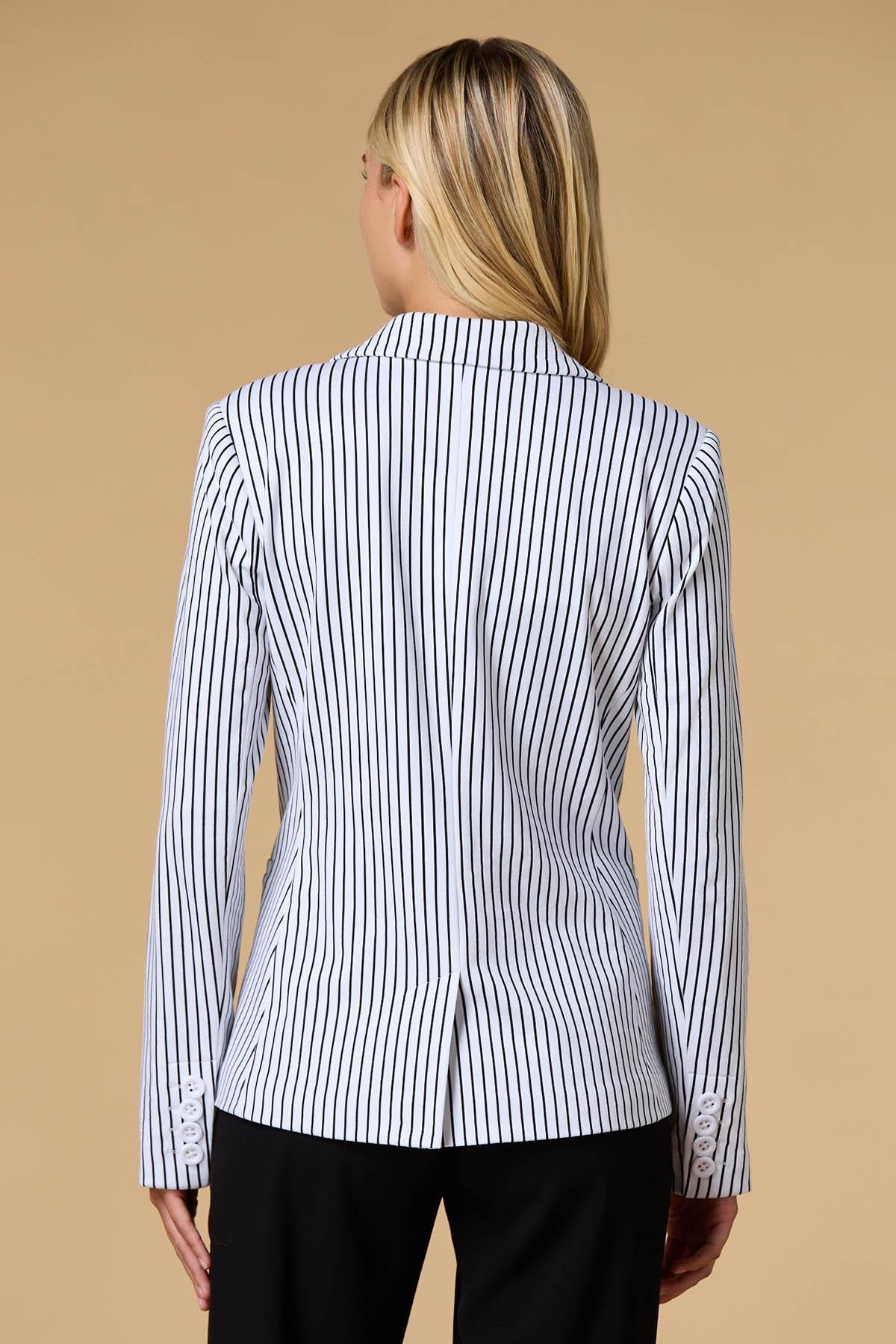 Versona fine line ponte blazer BLACK_WHITE_PATTERN