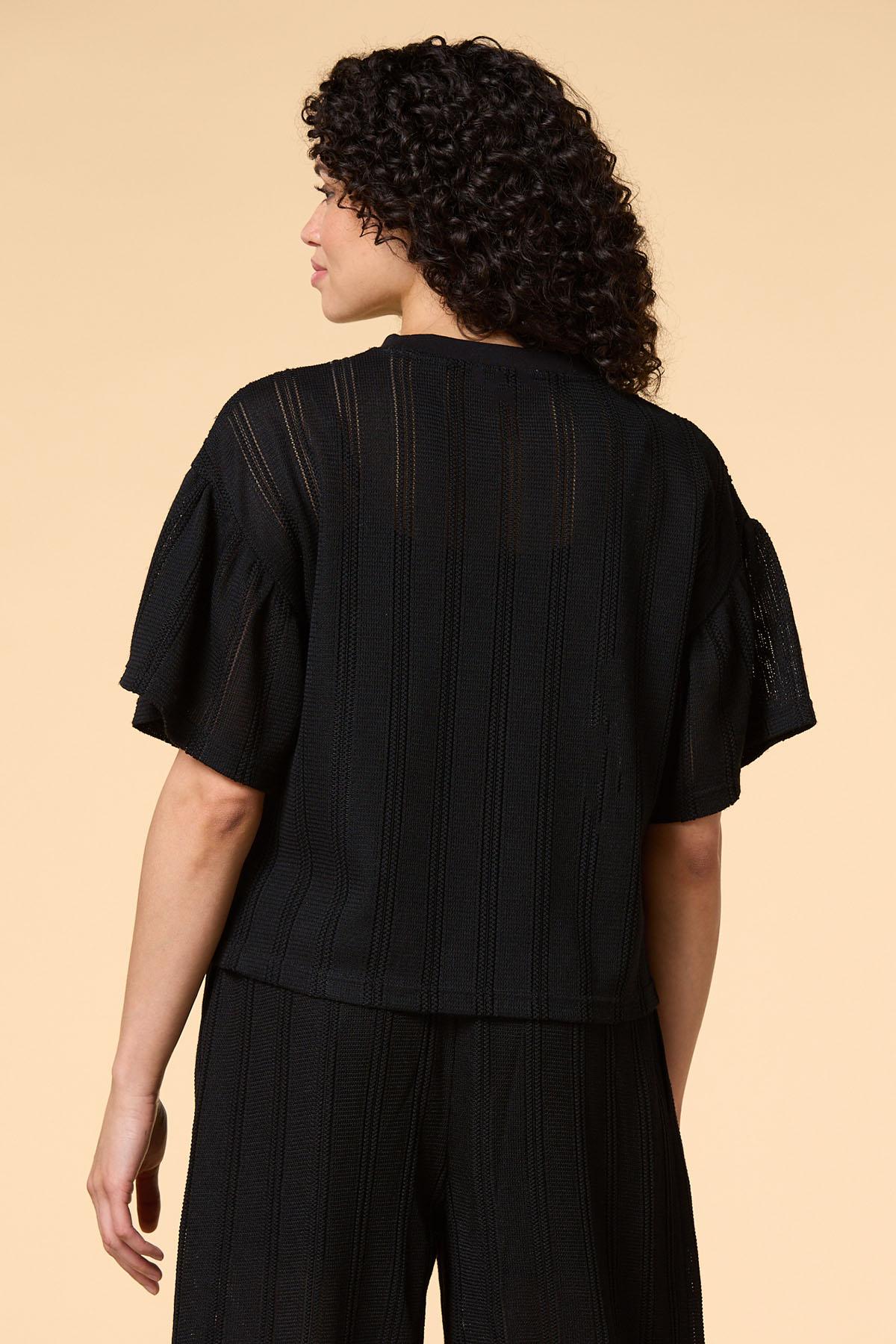 Versona warmer winds open knit top BLACK