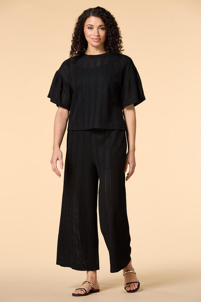 Versona warmer winds open knit top BLACK