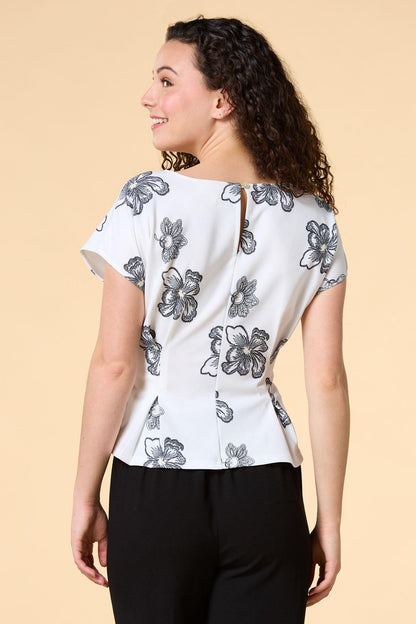 Versona petal pleats crepe top WHITE_MULTI