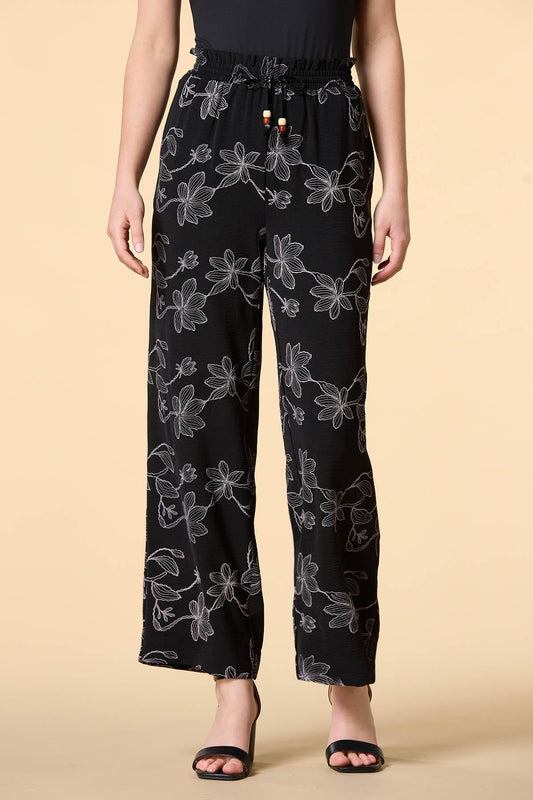Versona hook me up embroidered pants BLACK_WHITE_PATTERN