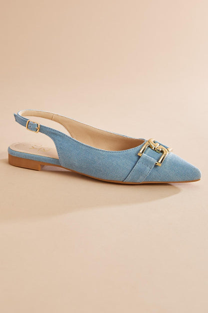 Versona denim gold buckle slingback flats DENIM