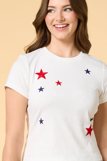 Versona seeing stars embroidered top WHITE