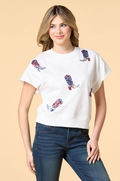 Versona american cowgirl sequin tee BRIGHT_WHITE
