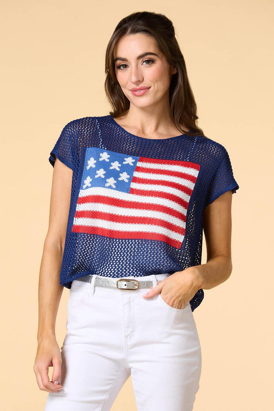 Versona grand old flag open knit sweater NAVY