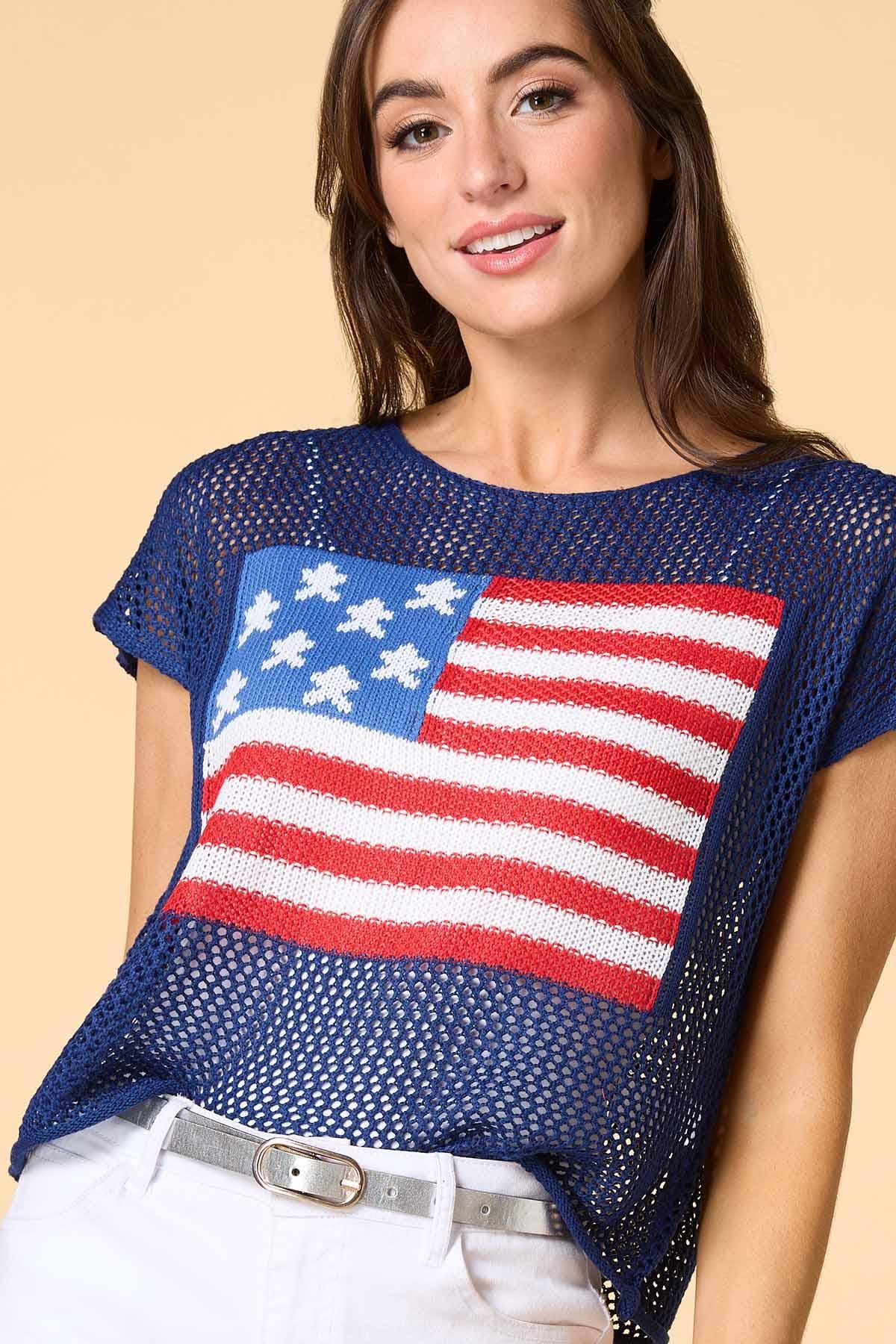 Versona grand old flag open knit sweater NAVY