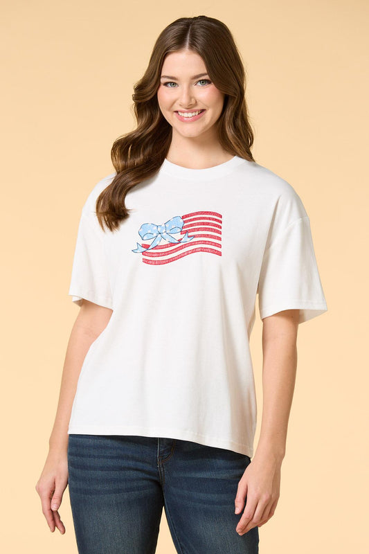 Versona american flag graphic tee WHITE