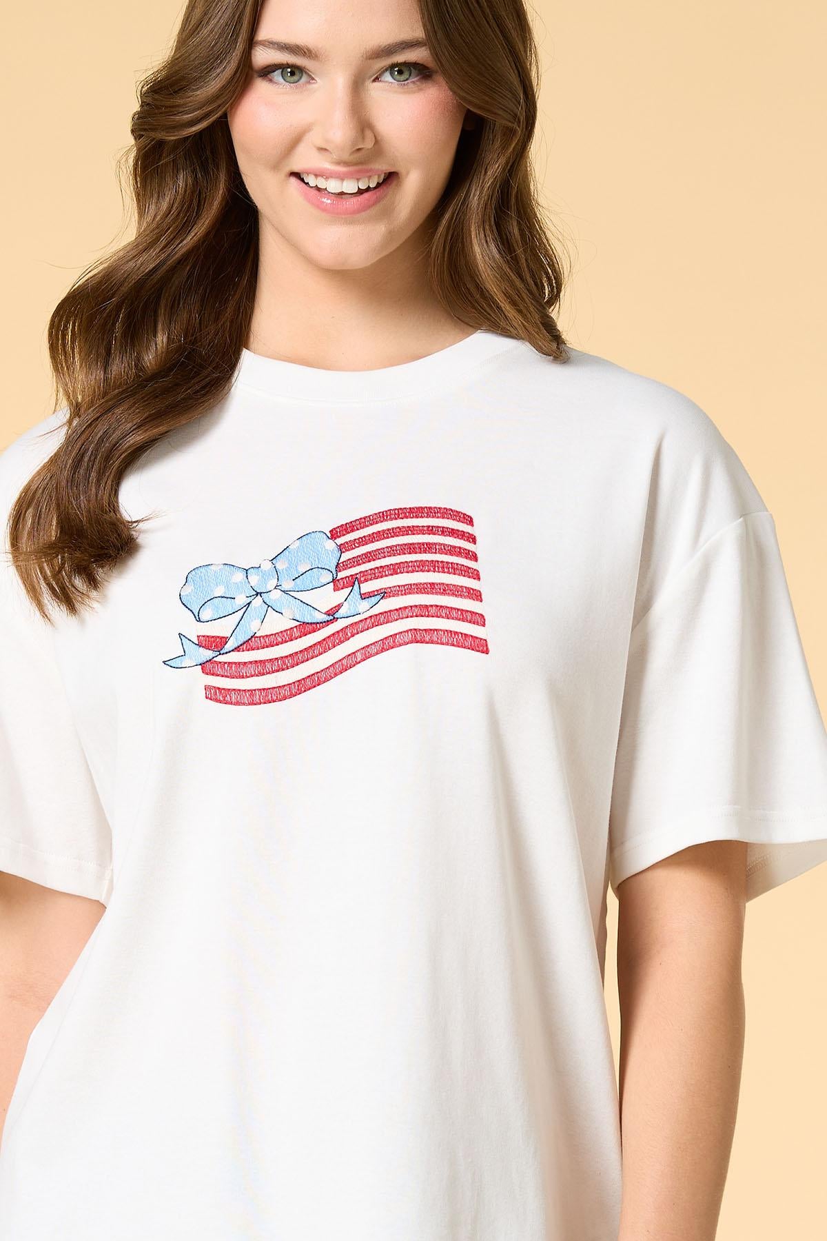 Versona american flag graphic tee WHITE
