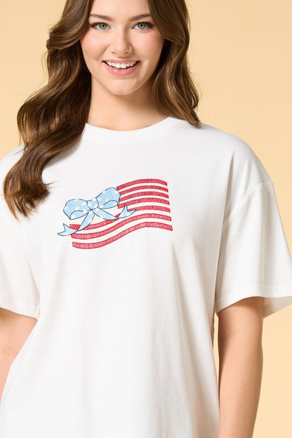 Versona american flag graphic tee WHITE