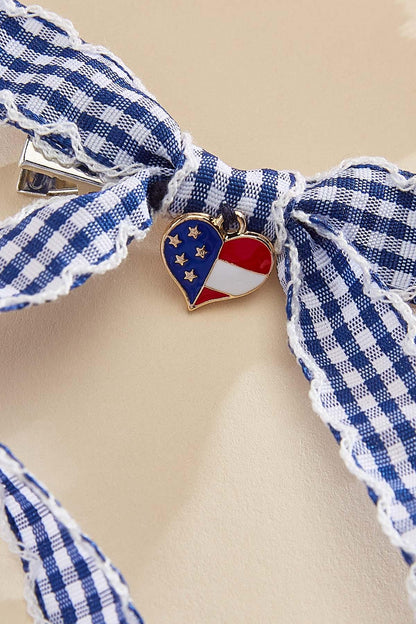 Versona americana gingham charmed bow set RED