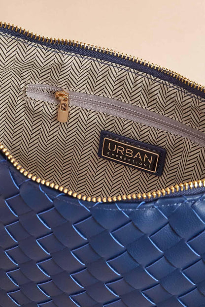 Versona navy blue faux leather woven bag NAVY