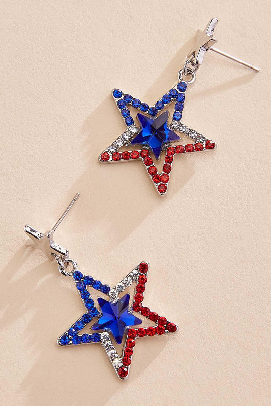 Versona americana rhinestone star earrings ELECTRIC_STORM