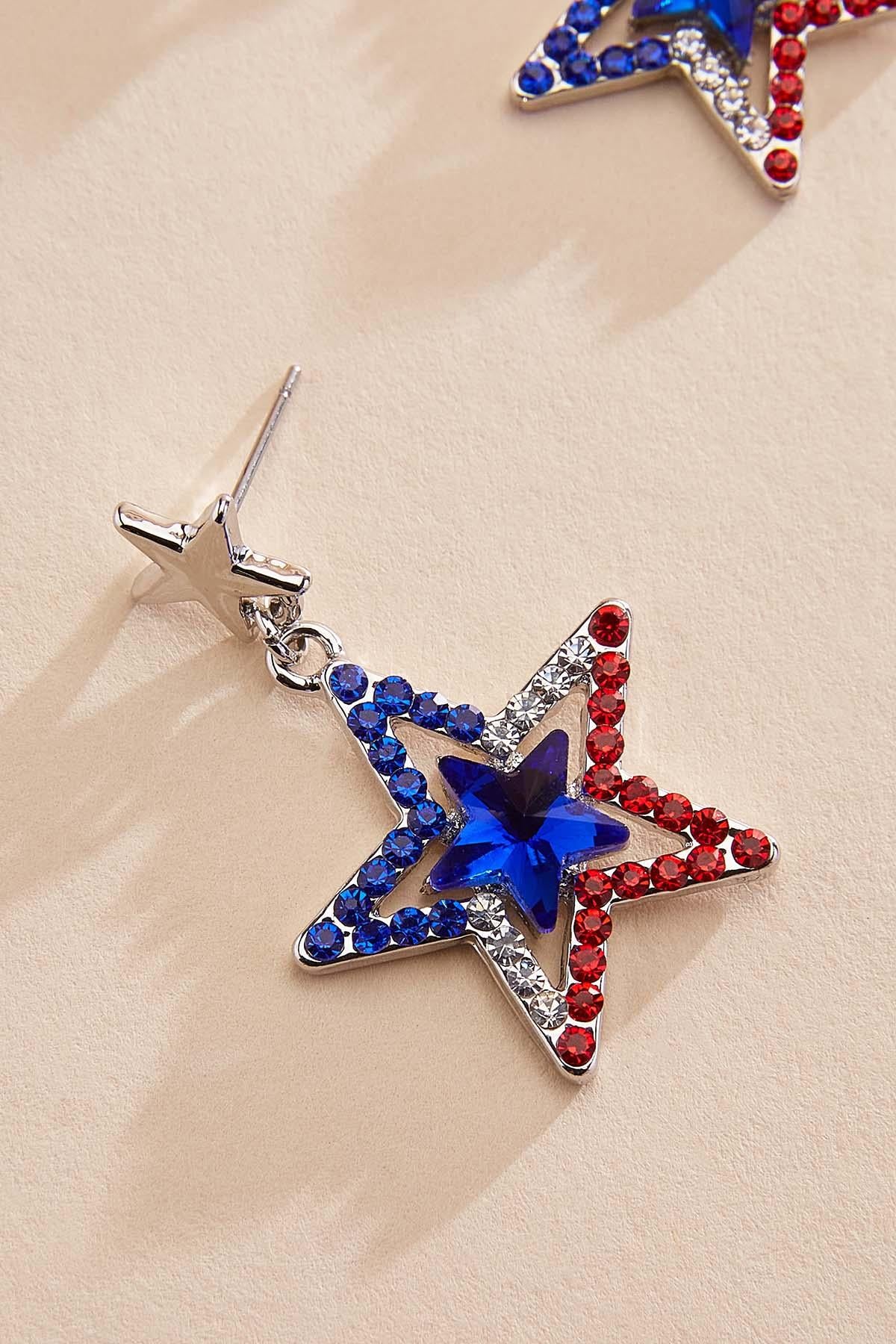 Versona americana rhinestone star earrings ELECTRIC_STORM