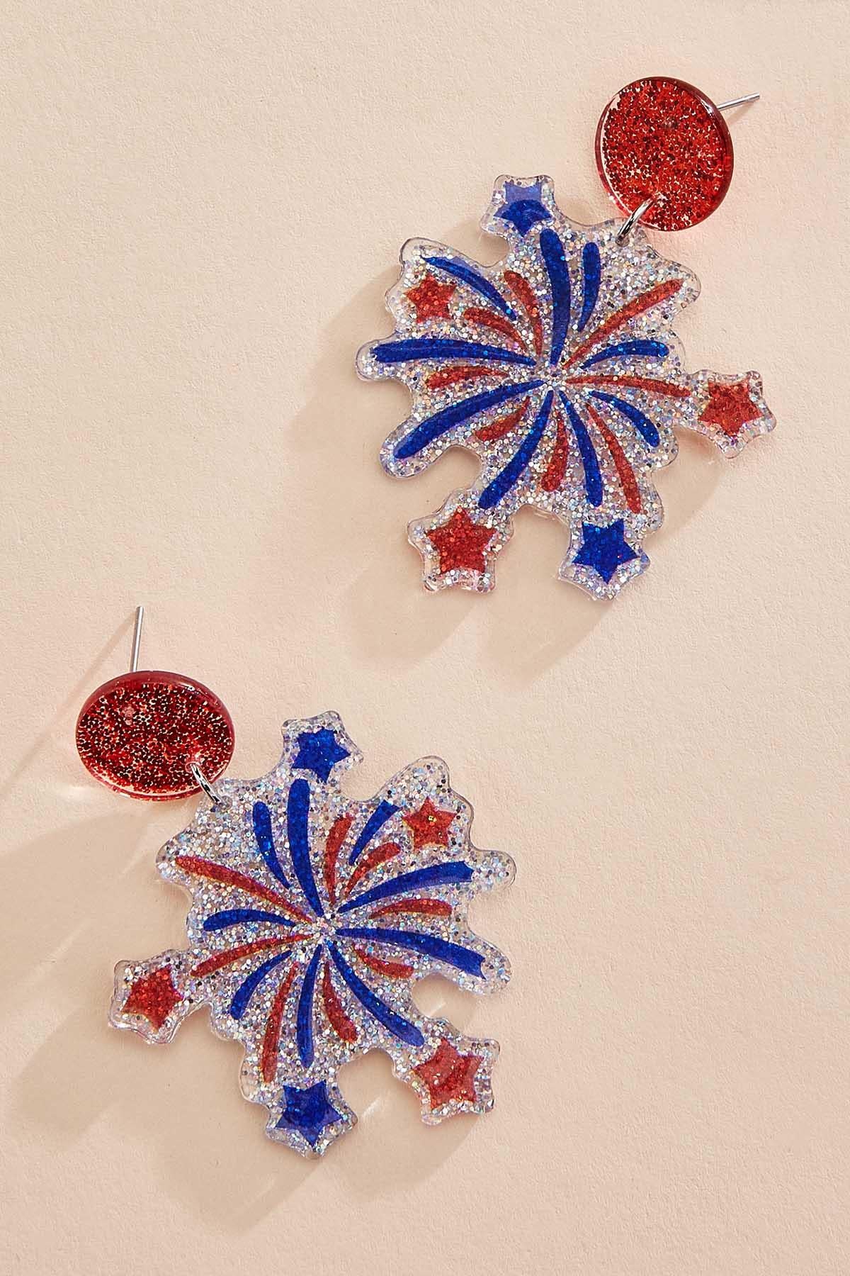 Versona glittery americana firework earrings RACING_RED