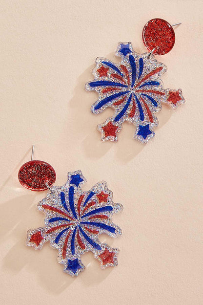 Versona glittery americana firework earrings RACING_RED