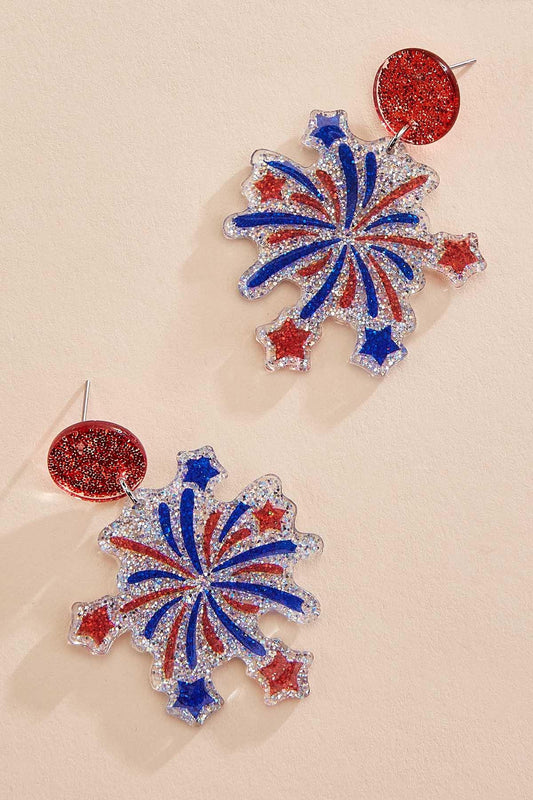 Versona glittery americana firework earrings RACING_RED