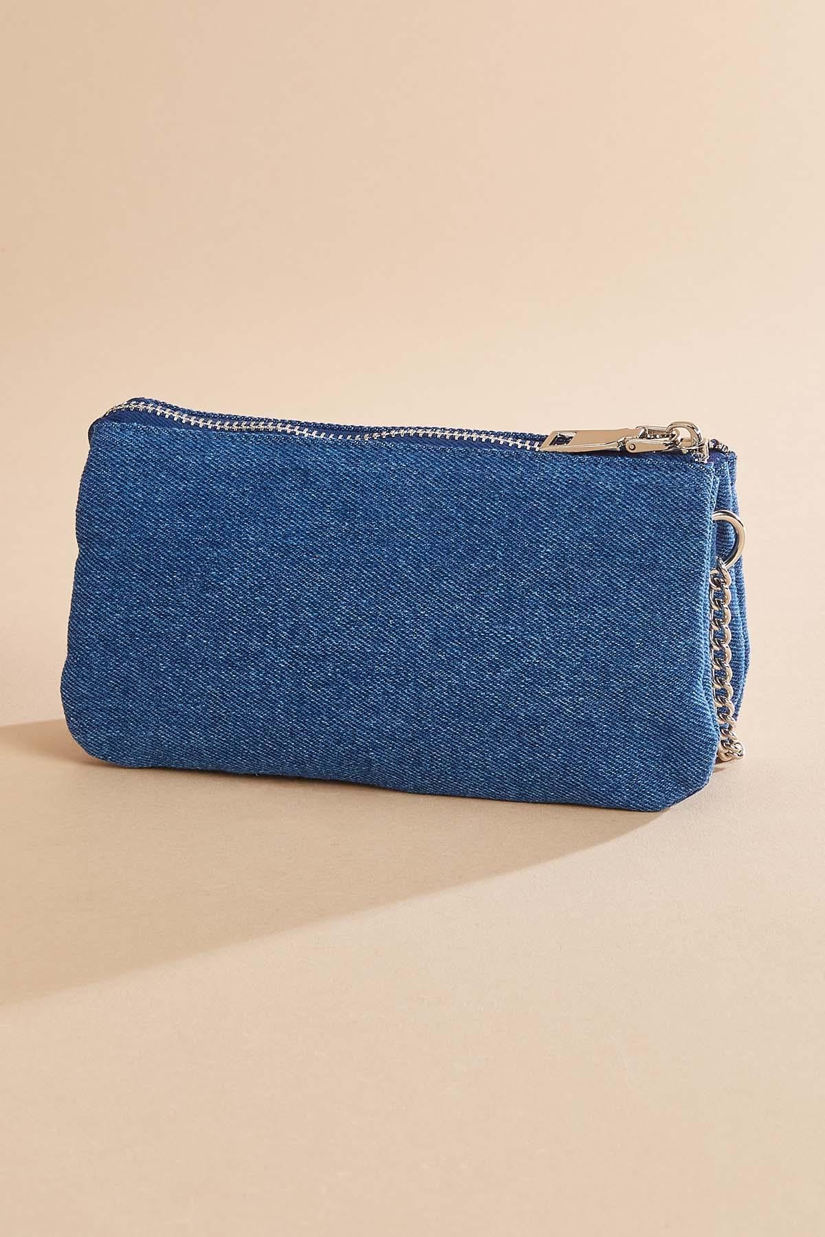 Versona rhinestone denim mini pouch crossbody DENIM