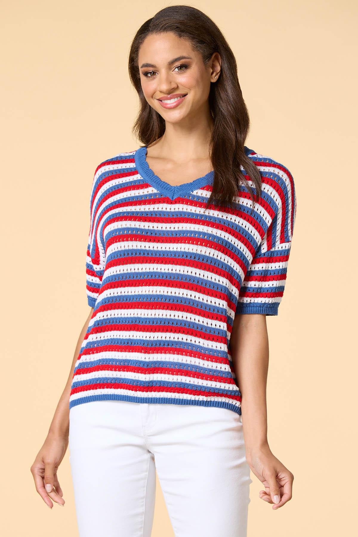 Versona worn in the usa open knit sweater MULTI