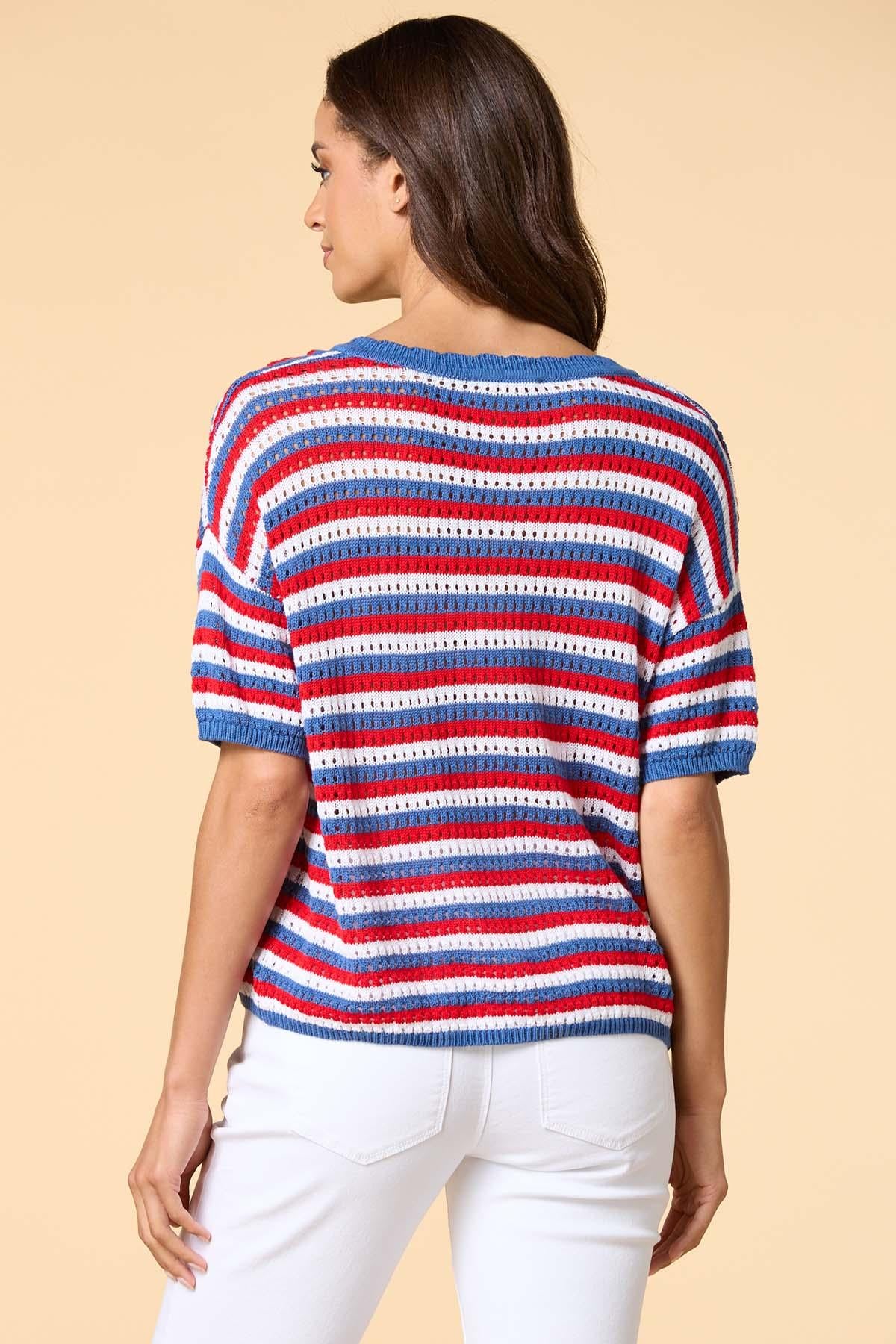 Versona worn in the usa open knit sweater MULTI