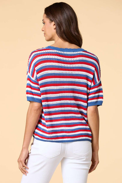 Versona worn in the usa open knit sweater MULTI