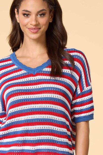 Versona worn in the usa open knit sweater MULTI