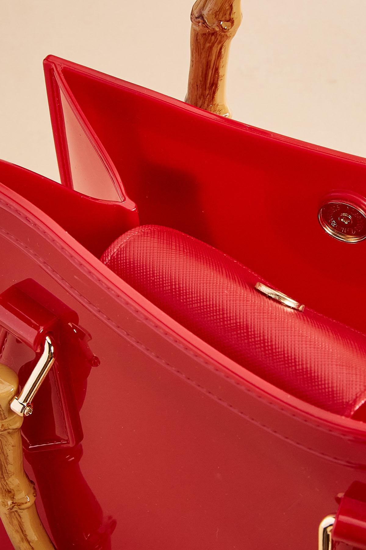 Versona red jelly tote crossbody RED