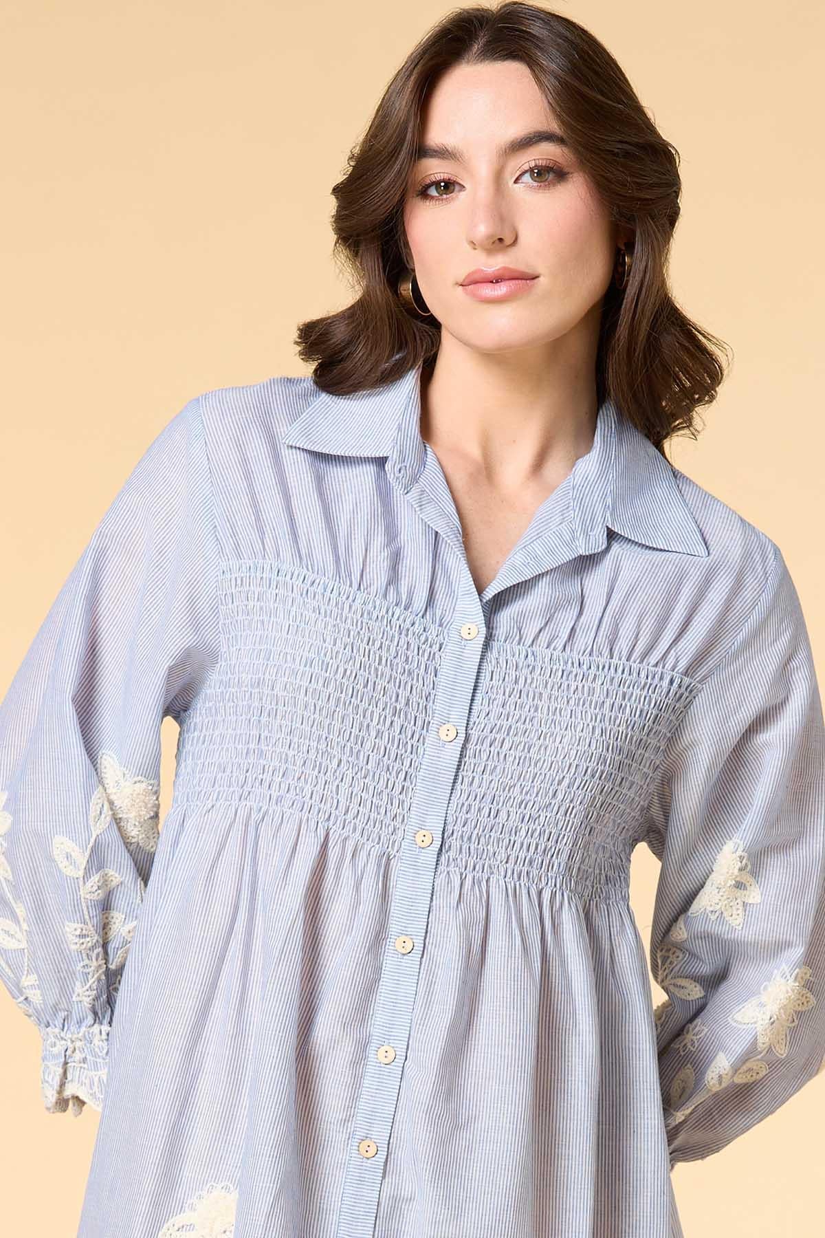 Versona blossoming beauty shirt dress BLUE_MULTI