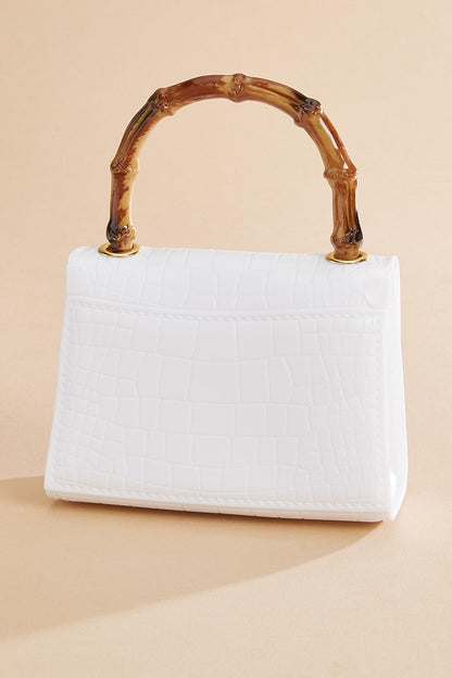 Versona textured jelly bamboo handle crossbody WHITE