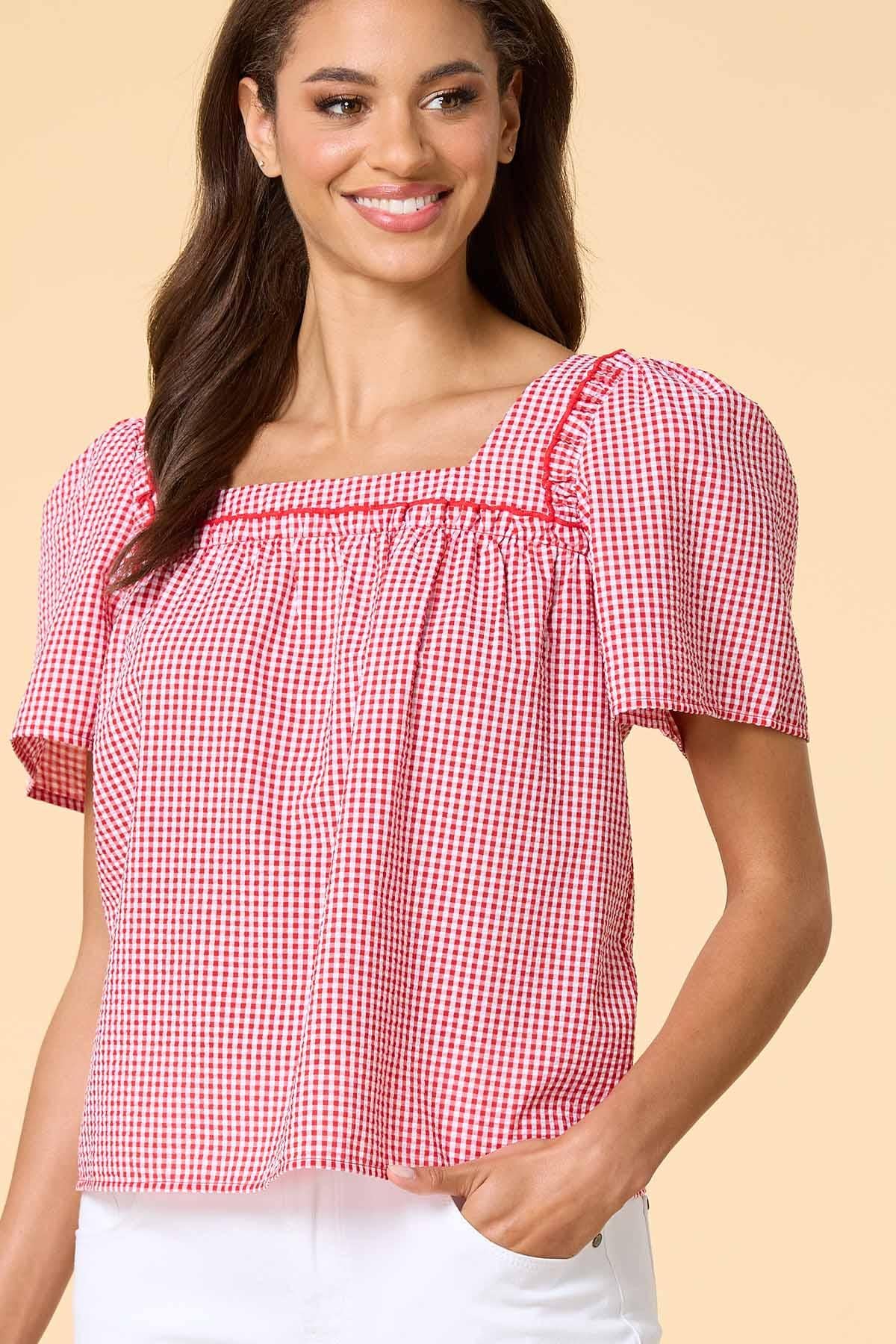 Versona got to have gingham top RED