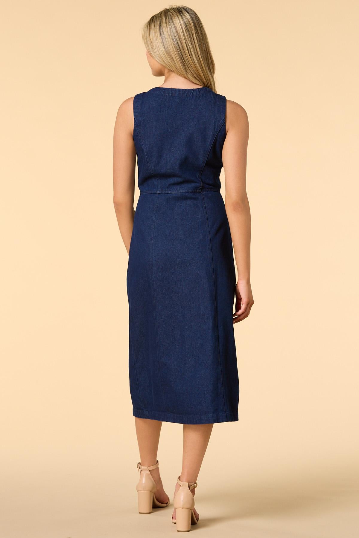 Versona american icon denim midi dress DARK_WASH_DENIM