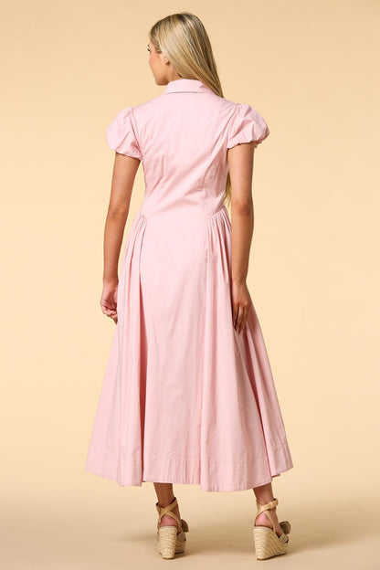 Versona puff luck maxi shirt dress WHITE