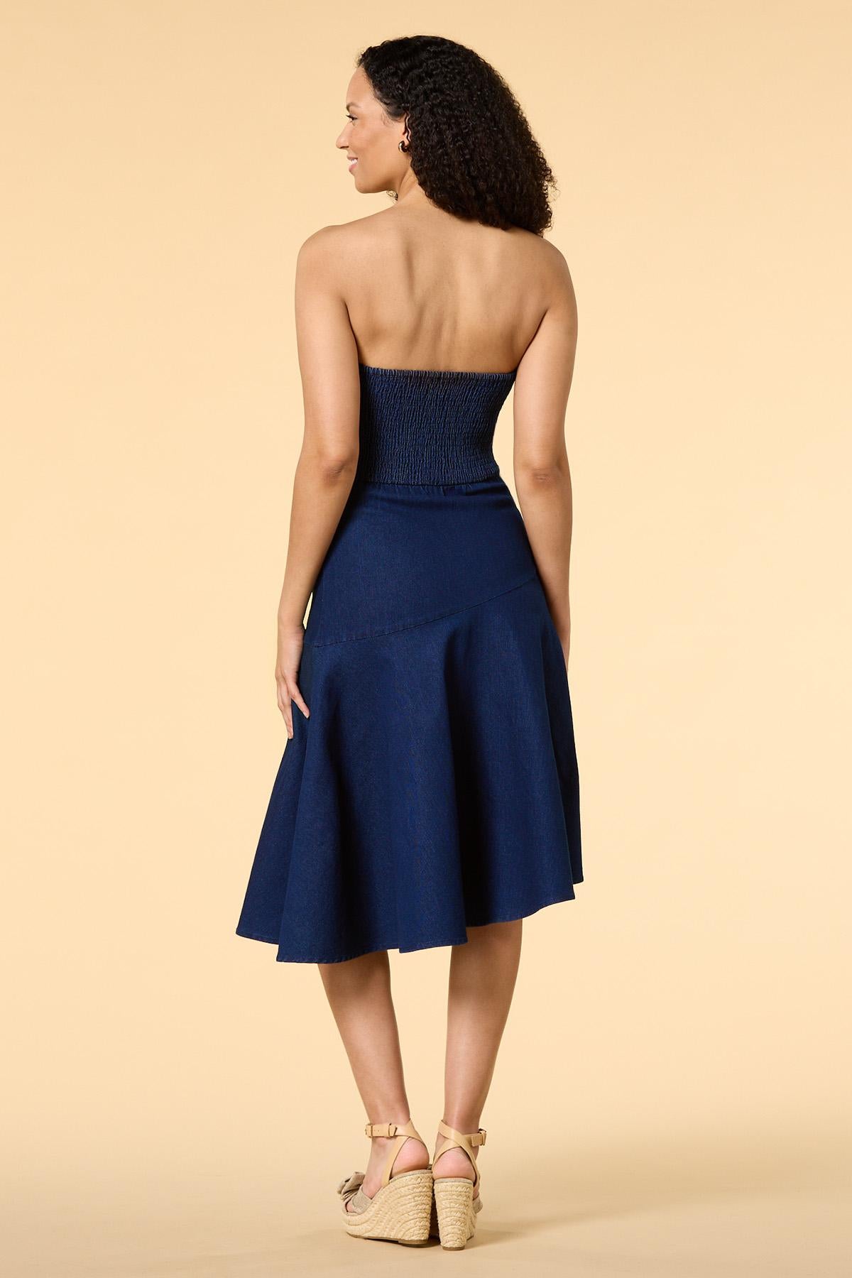 Versona american woman strapless denim dress DARK_WASH_DENIM
