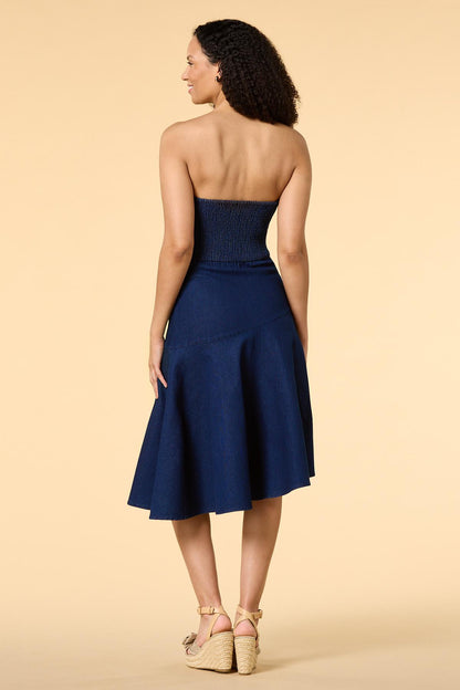 Versona american woman strapless denim dress DARK_WASH_DENIM